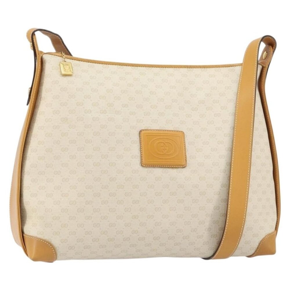 Authentic GUCCI Micro GG Supreme Shoulder Bag PVC Beige Gold 104 004 0024